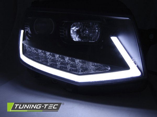 LED Tagfahrlicht Scheinwerfer für VW T6 15-19 schwarz mit LED Blinker
